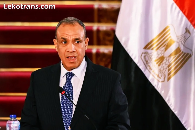 Egypt’s Foreign Minister Badr Abdel Atty gives a speech in Tahrir Palace